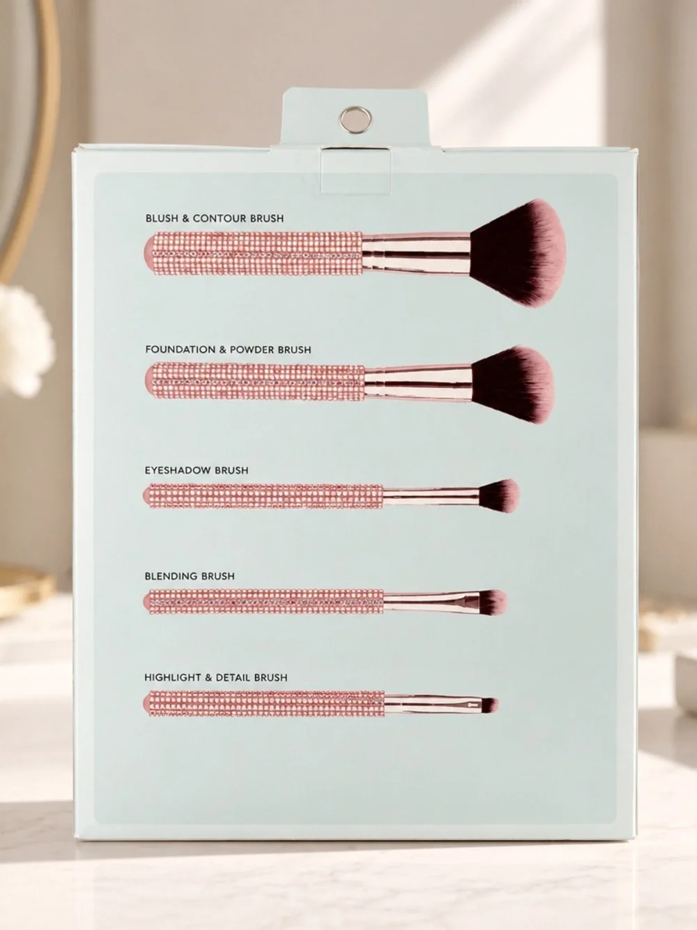 Lindo Rhinestone Makeup Brushes 5 Piece Set Silver New